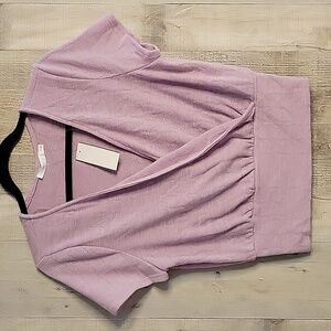 Surplice V-neck Crop T-shirt In Winsome Orchid Size XL